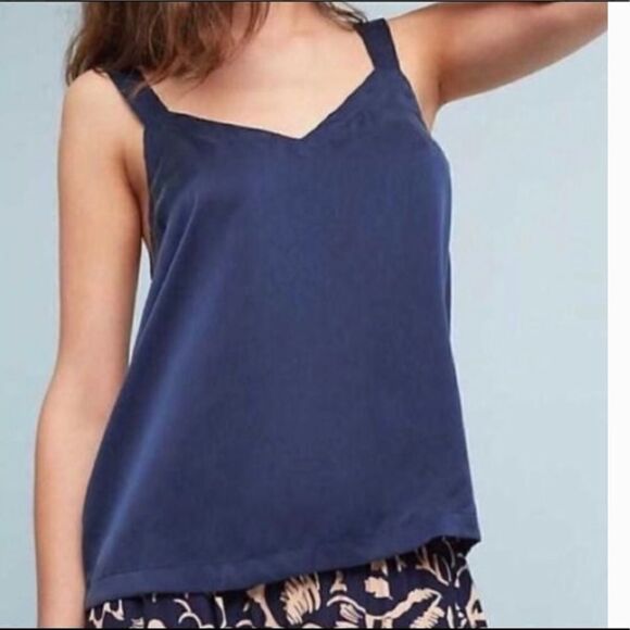 Anthropologie Tops - NWOT Anthropologie ‘Floreat’ 100% Navy Blu…